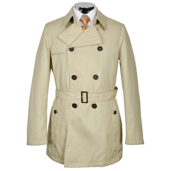 Allegri Mens Double Breasted Coat 46 Regular (IT 56) Khaki - Made In Italy - Picture 1 of 4